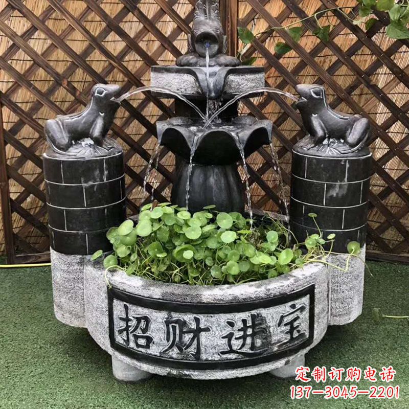 石狮双层喷泉石雕