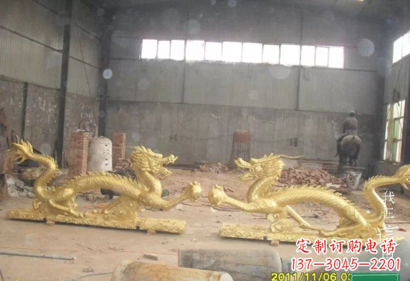 石狮双龙戏珠铜雕