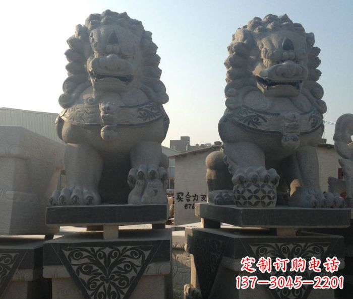 石狮寺庙景观仿古石狮子 (2)