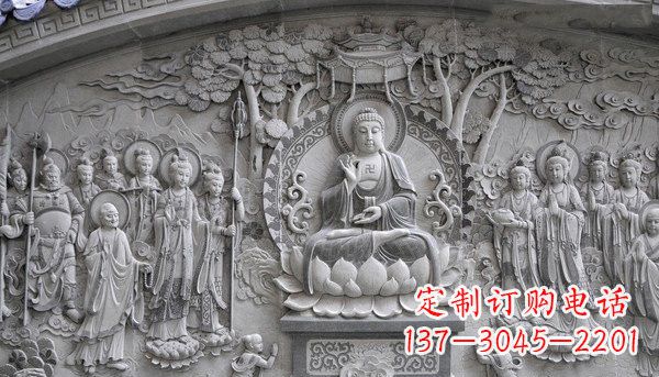 石狮寺庙墙壁石浮雕佛像