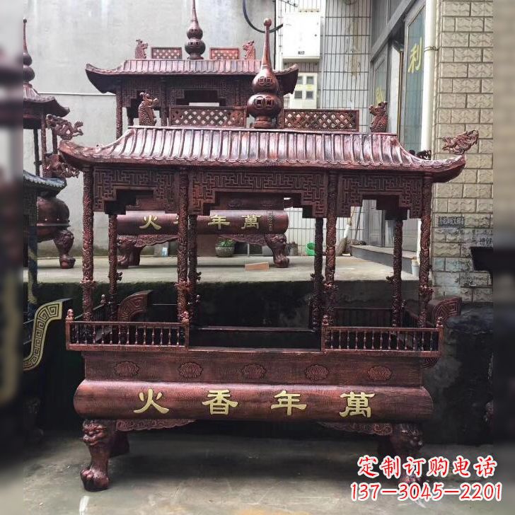 石狮寺庙香火香炉雕塑
