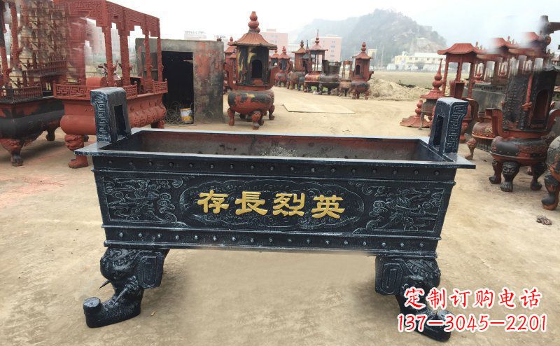 石狮寺庙香炉铜雕 (4)