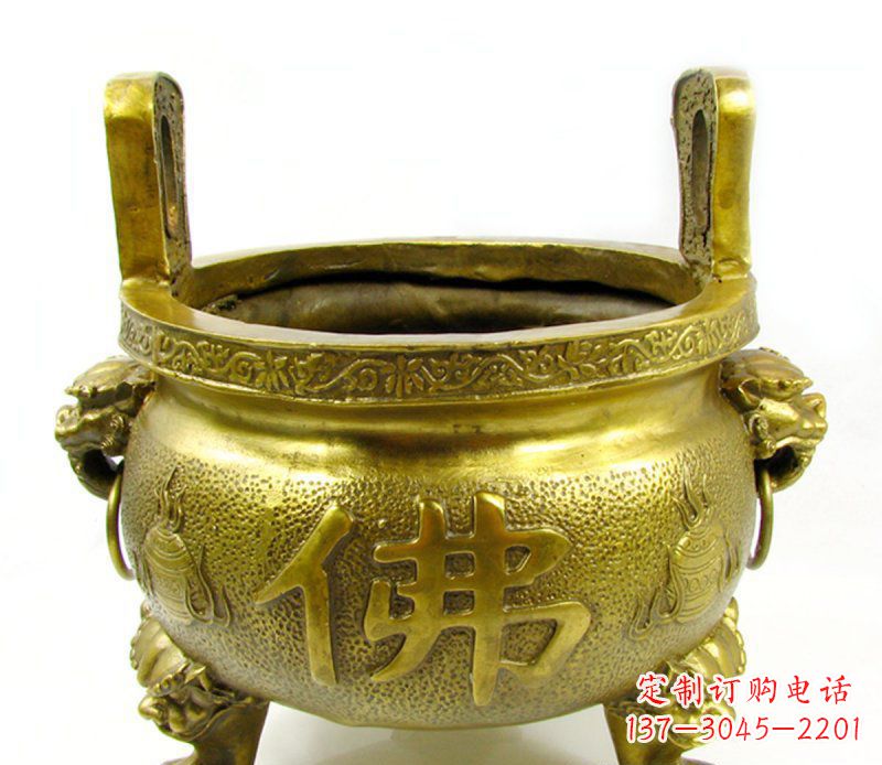 石狮寺庙香炉铜雕 (6)
