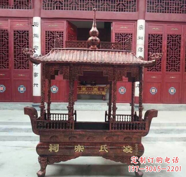 石狮寺庙香炉铜雕