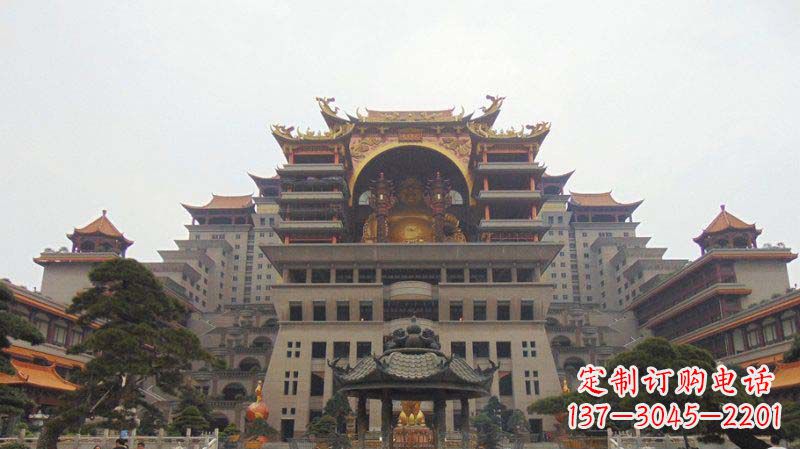 石狮寺庙圆香炉铜雕