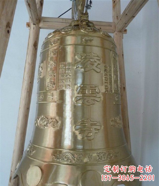 石狮寺庙铸铜钟雕塑 (2)
