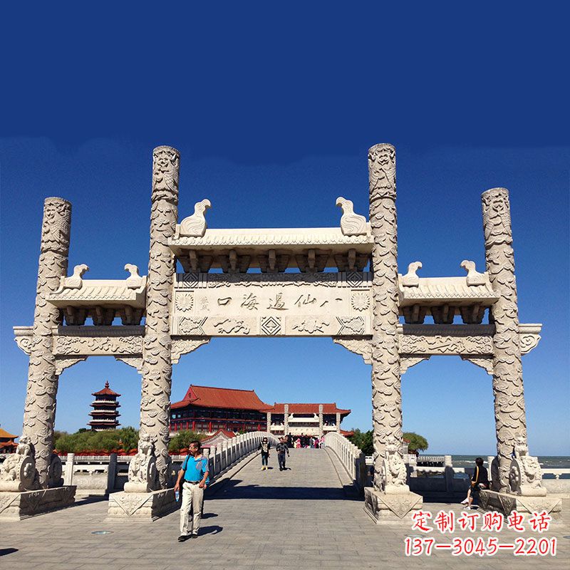 石狮寺院大门无楼石牌坊