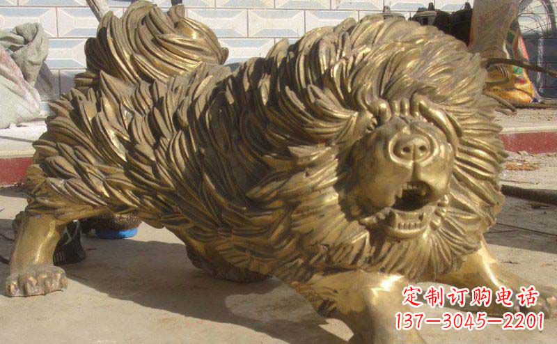 石狮松狮犬动物铜雕