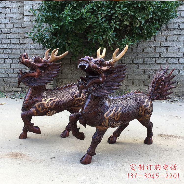 石狮送子麒麟铜雕塑