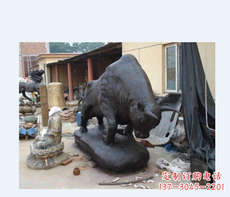 石狮铜雕广场水牛动物雕塑