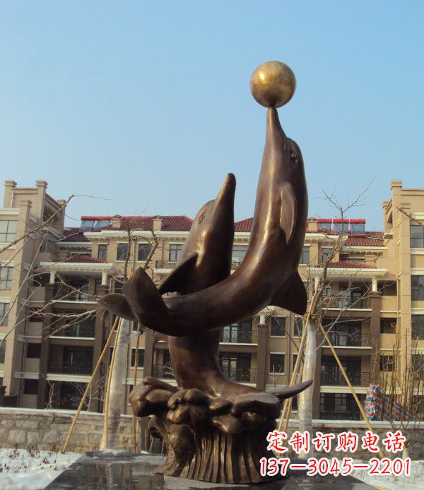 石狮铜雕海豚雕塑 (2)