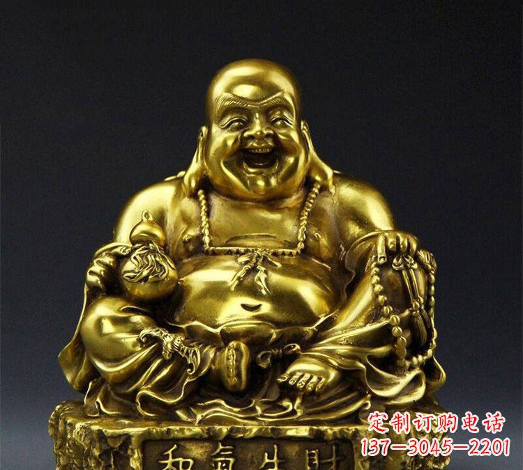 石狮铜雕和气生财弥勒佛
