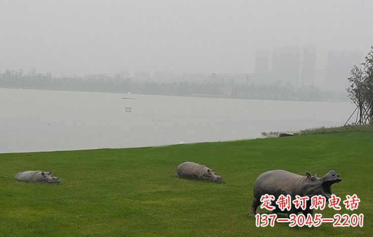 石狮铜雕河马公园动物雕塑