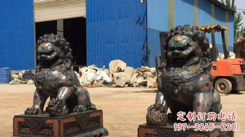 石狮铜雕企业招财狮子雕塑摆件