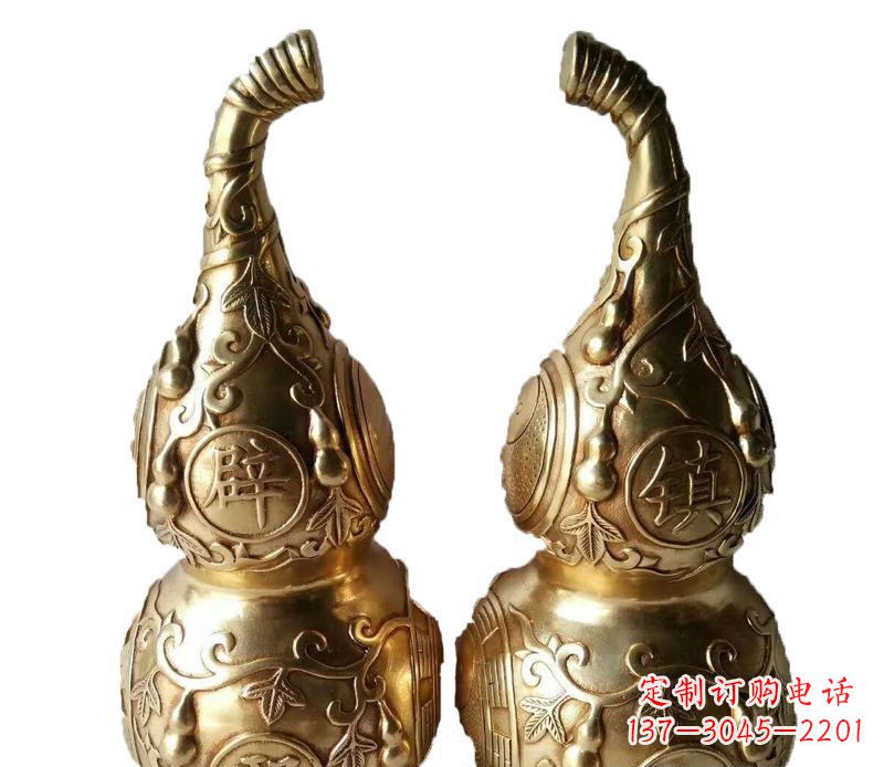 石狮铜雕寺庙平安葫芦雕塑