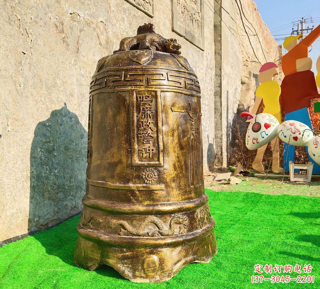石狮铜雕寺庙警钟雕塑摆件