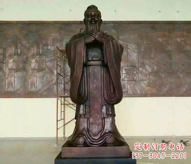 石狮铜雕校园孔子文化雕塑摆件 (2)