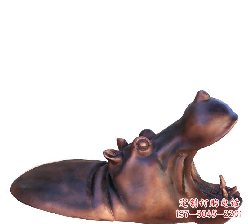 石狮铜雕张嘴河马