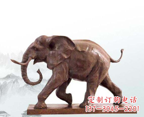 石狮晚霞红大象公园动物石雕