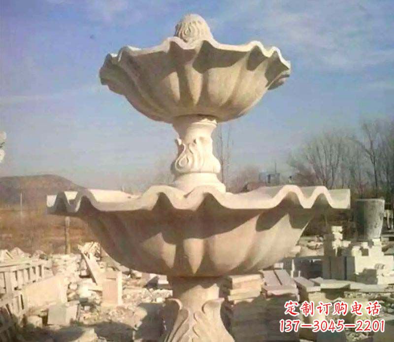 石狮晚霞红大型喷泉石雕