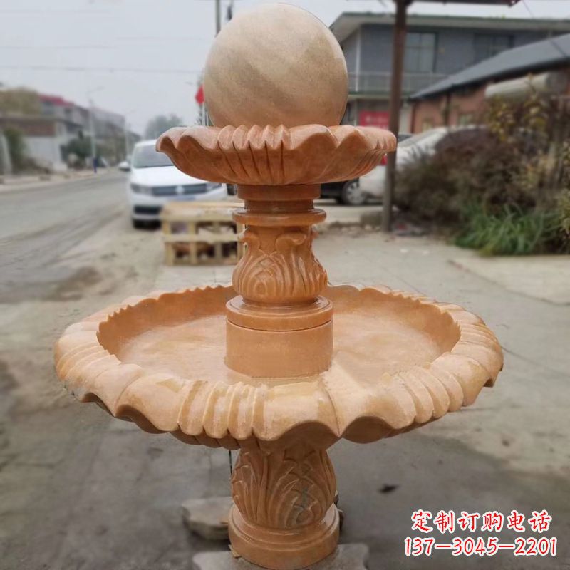 石狮晚霞红风水球
