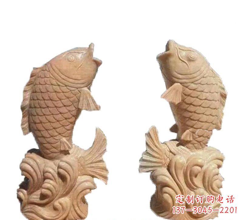 石狮晚霞红公园喷水鲤鱼石雕