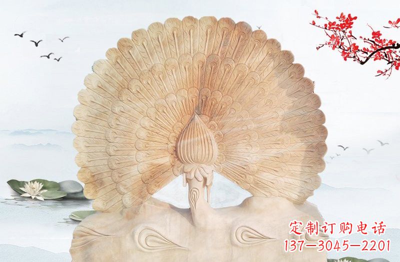 石狮晚霞红孔雀雕塑