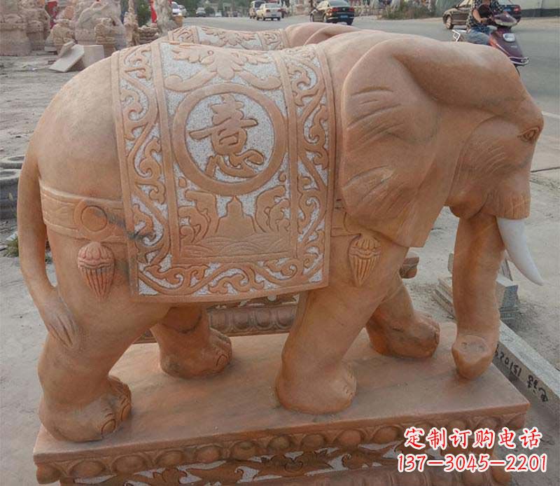 石狮晚霞红如意动物大象
