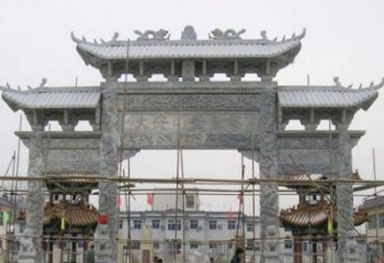 石狮专业定制农村三门牌坊石雕