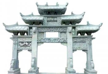 石狮中领雕塑仿古牌坊石雕定制