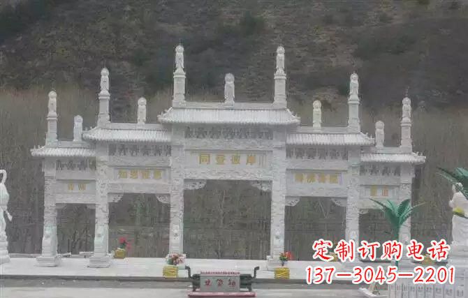 石狮五门牌坊石雕 (2)