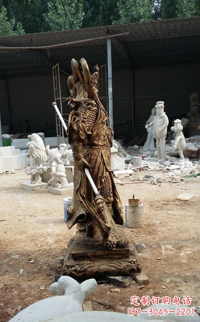 石狮武财神关公玻璃钢仿铜雕塑