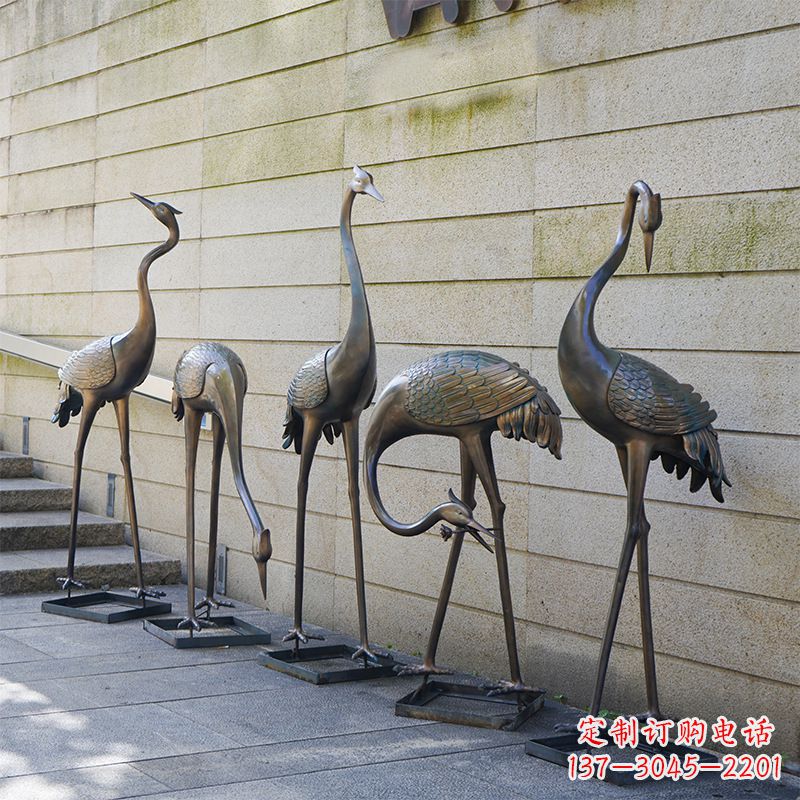 石狮仙鹤不锈钢雕塑