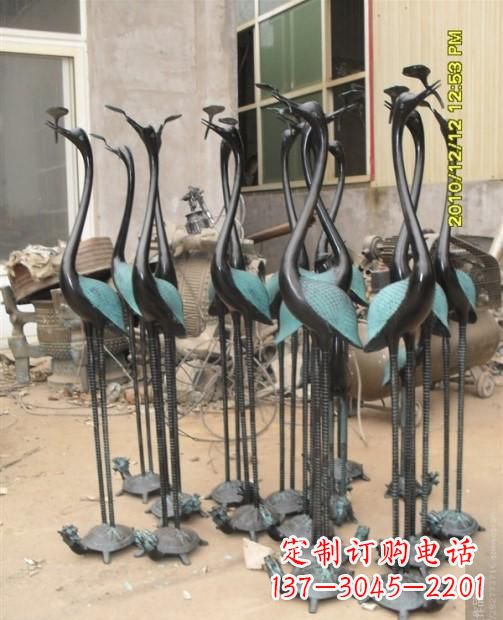 石狮仙鹤动物铜雕