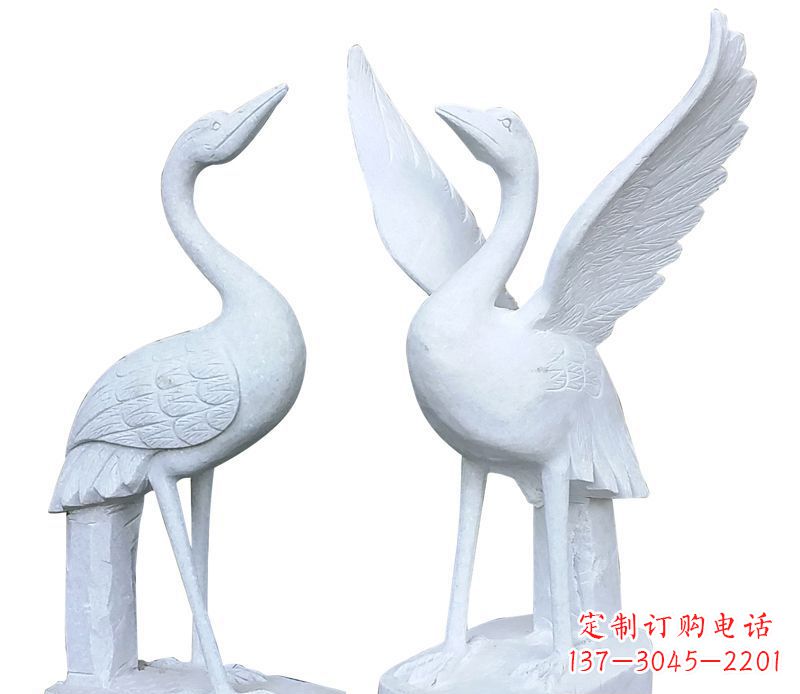 石狮仙鹤公园动物石雕