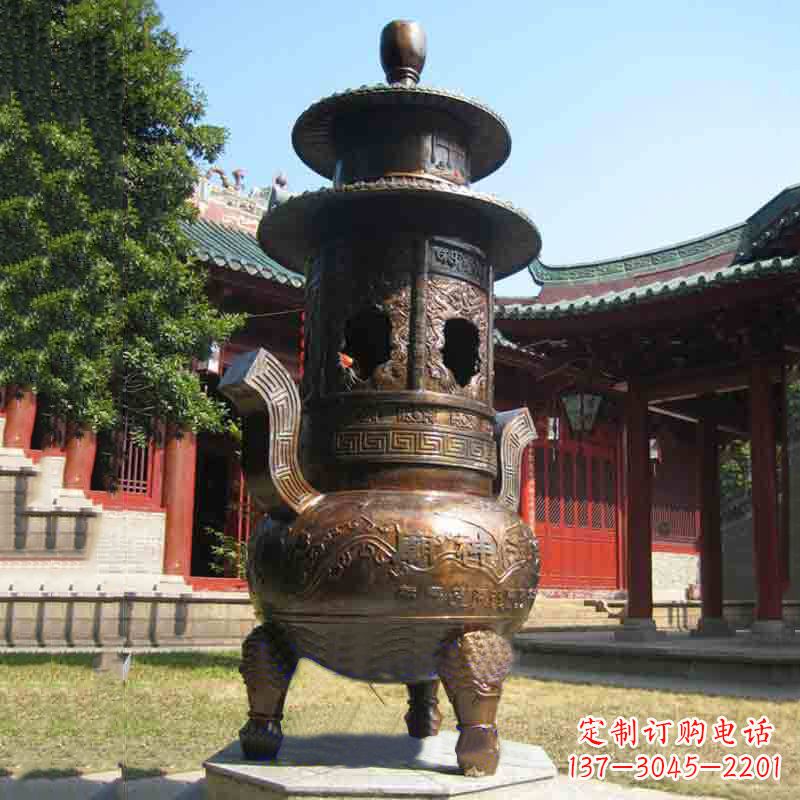 石狮现代铜制香炉铜雕香炉