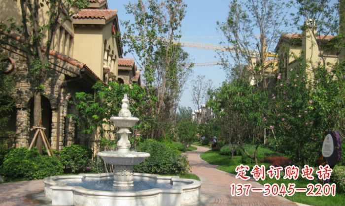 石狮小区景观大理石喷泉石雕 (5)