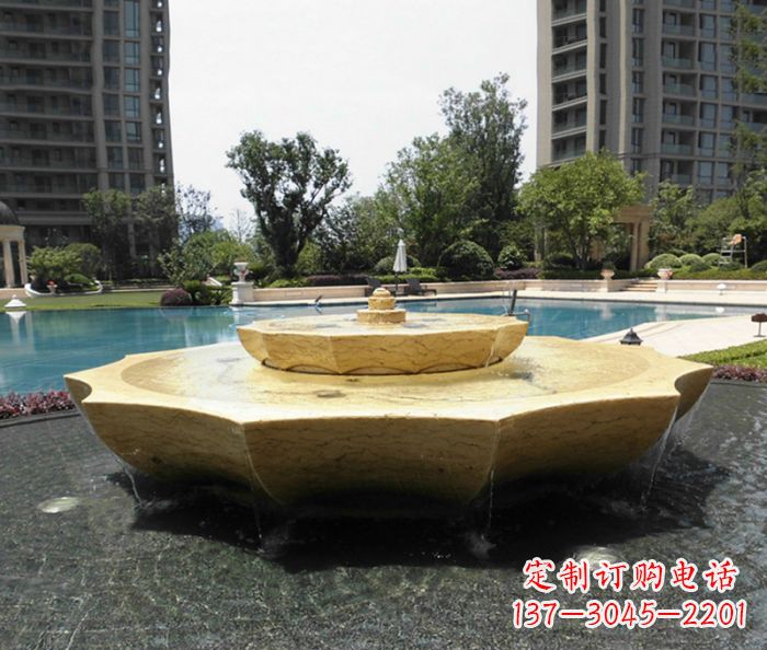 石狮小区景观大理石喷泉石雕 (6)
