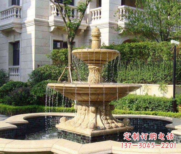 石狮小区景观大型喷泉石雕 (2)