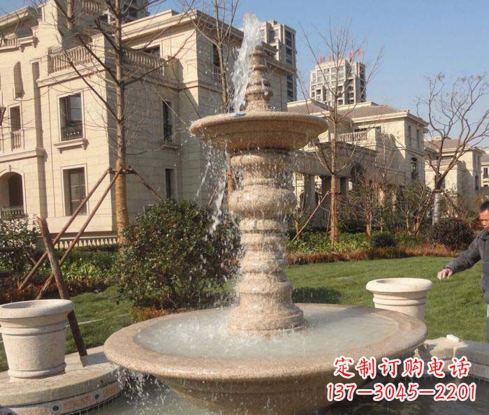 石狮小区景观多层喷泉石雕 (2)