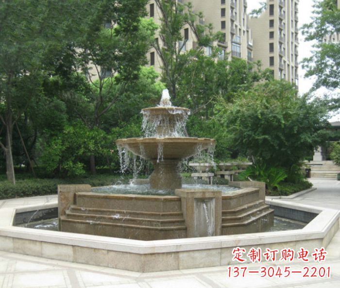 石狮小区景观大型喷泉石雕 (7)