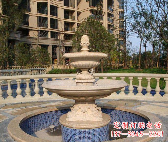 石狮小区景观多层喷泉石雕