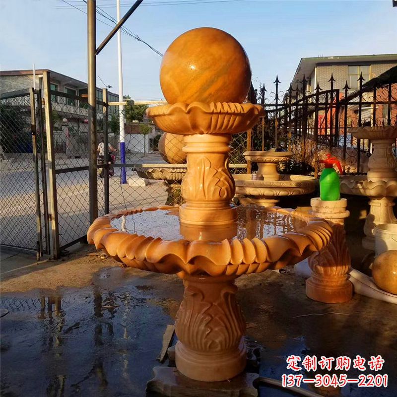 石狮小区石雕喷泉塔