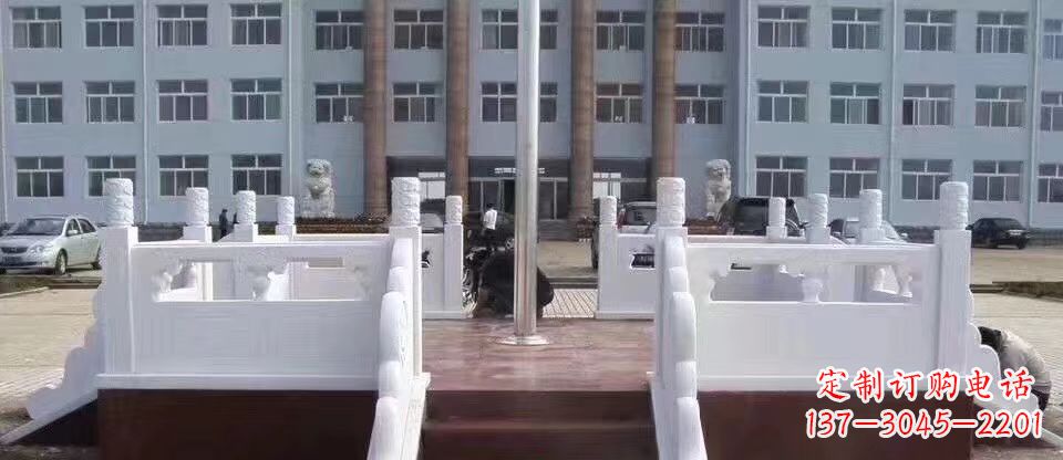 石狮校园汉白玉升旗台石雕