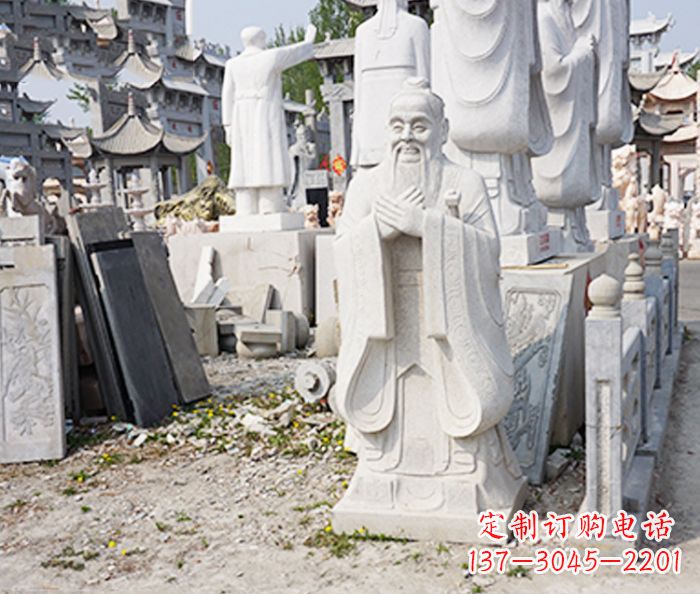 石狮校园人物孔子石雕 (3)
