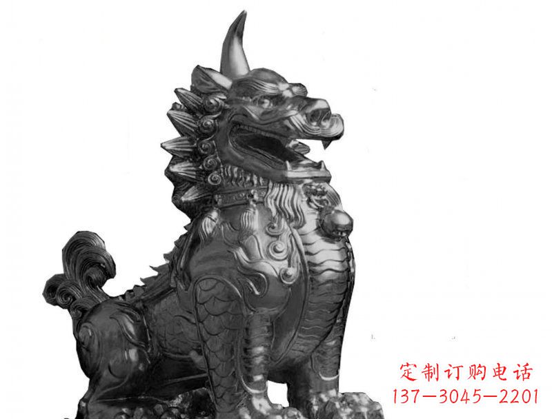 石狮獬豸法院景观铜雕