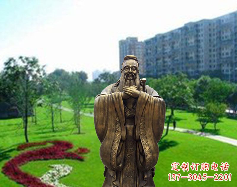 石狮学校孔子行教像铜雕