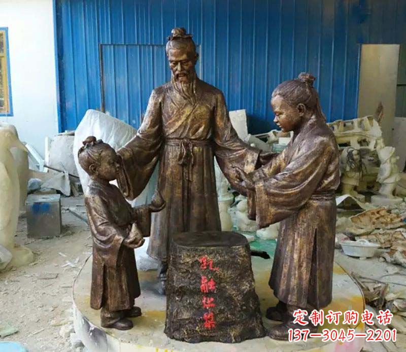 石狮寓言故事孔融让梨人物铜雕