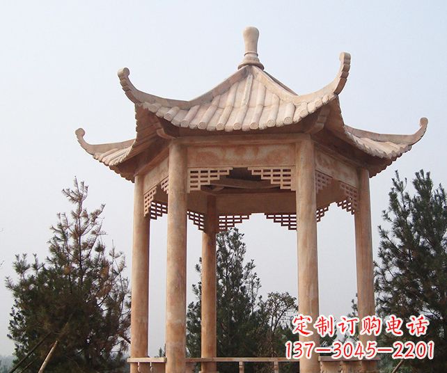 石狮园林景观单层石雕凉亭 (3)