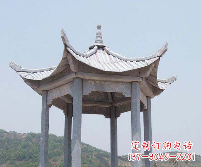石狮园林景观单层石雕凉亭 (2)